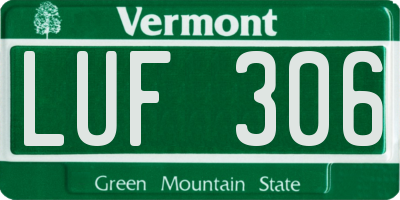 VT license plate LUF306