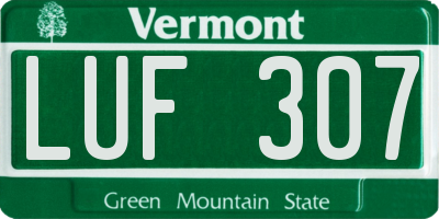 VT license plate LUF307