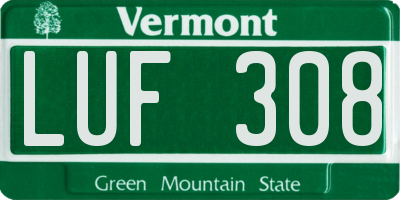 VT license plate LUF308