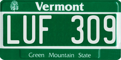 VT license plate LUF309