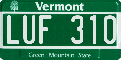 VT license plate LUF310