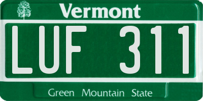 VT license plate LUF311