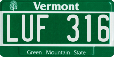 VT license plate LUF316