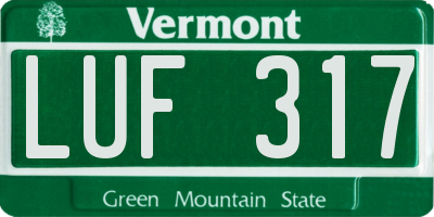 VT license plate LUF317
