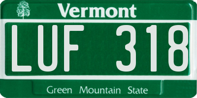 VT license plate LUF318