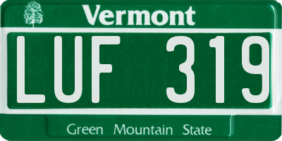VT license plate LUF319