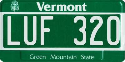 VT license plate LUF320