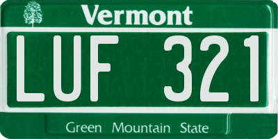 VT license plate LUF321