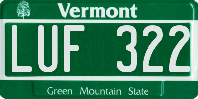 VT license plate LUF322