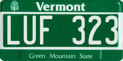 VT license plate LUF323