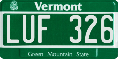 VT license plate LUF326