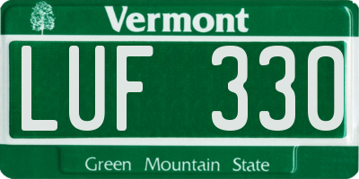 VT license plate LUF330