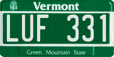 VT license plate LUF331
