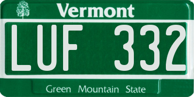 VT license plate LUF332