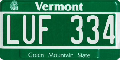 VT license plate LUF334