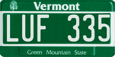 VT license plate LUF335