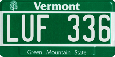 VT license plate LUF336