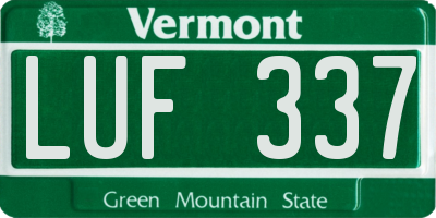 VT license plate LUF337