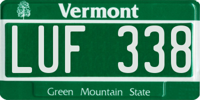 VT license plate LUF338