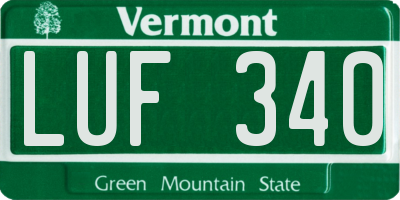 VT license plate LUF340