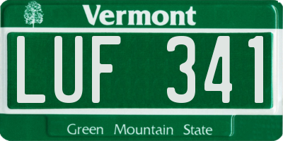 VT license plate LUF341
