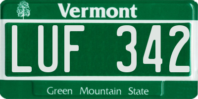 VT license plate LUF342