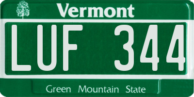 VT license plate LUF344