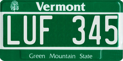 VT license plate LUF345