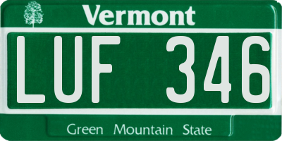 VT license plate LUF346