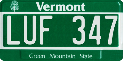 VT license plate LUF347