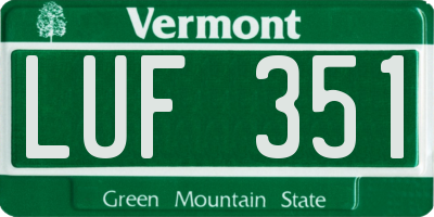 VT license plate LUF351