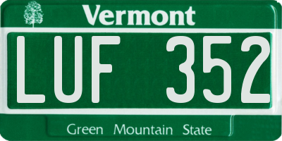 VT license plate LUF352