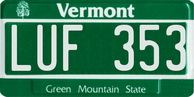 VT license plate LUF353