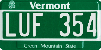 VT license plate LUF354