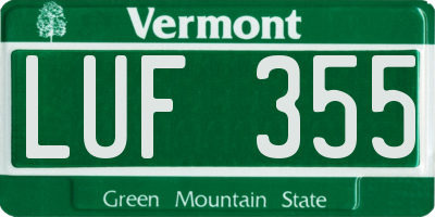 VT license plate LUF355