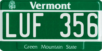VT license plate LUF356