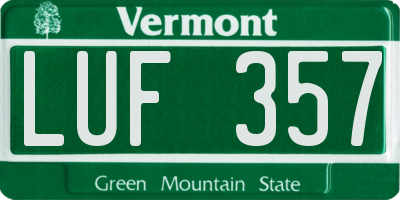 VT license plate LUF357