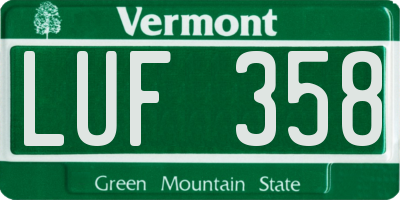 VT license plate LUF358