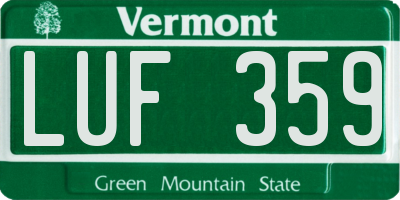 VT license plate LUF359