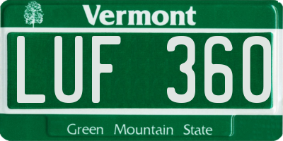 VT license plate LUF360