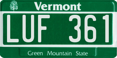 VT license plate LUF361