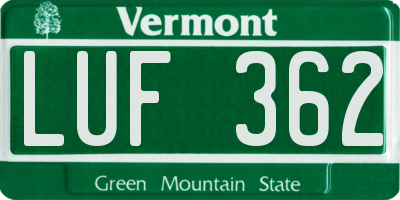 VT license plate LUF362
