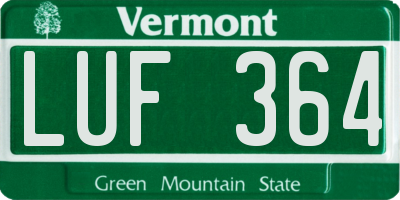 VT license plate LUF364