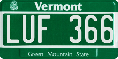 VT license plate LUF366