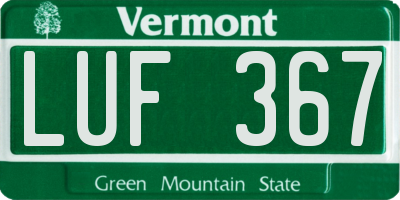 VT license plate LUF367