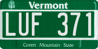 VT license plate LUF371