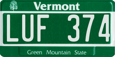 VT license plate LUF374