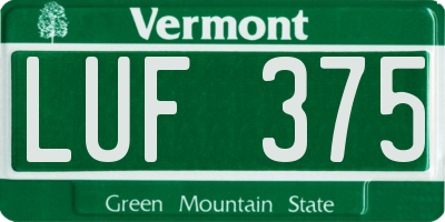 VT license plate LUF375