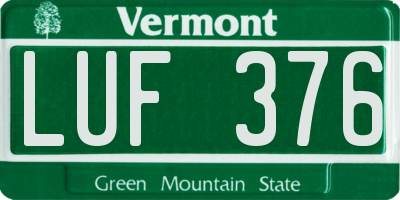 VT license plate LUF376