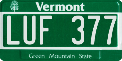 VT license plate LUF377